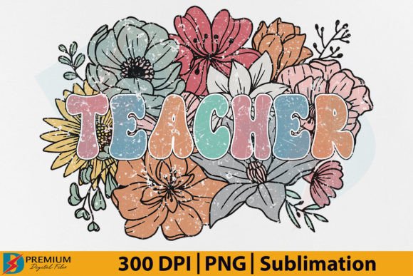 Download Retro Teacher PNG, Floral Flower Design - Premium Bundle