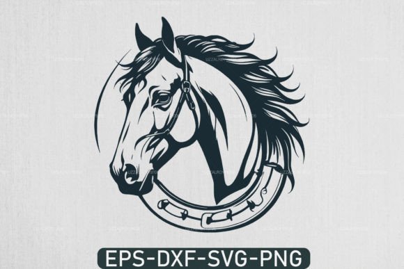 Download Horse Head with Horseshoe Svg Rodeo File - Premium Resources