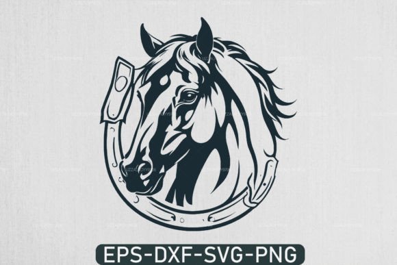 Download Horse Head with Horseshoe Svg Rodeo File - Premium Resources