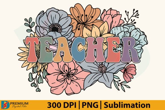 Download Retro Floral Teacher PNG, Flower Design - Premium Resources