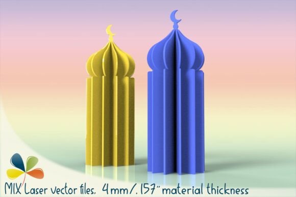Download Tall 3D Mosque Laser SVG Six Pieces 4mm - Laser svg Collection