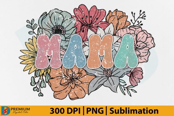 Download Retro Mama PNG, Mom Floral Flower Design - Premium Bundle